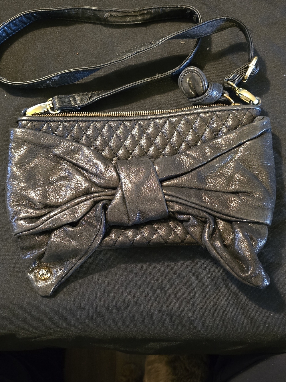 Juicy Couture Black Quilted Bow Shoulder Crossbody